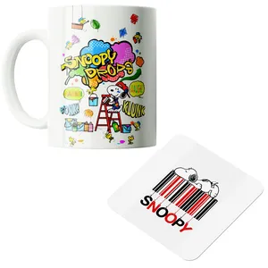 ماگ پاد آفرین مدل کارتونی اسنوپی کد PZ274 به همراه زیرلیوانی