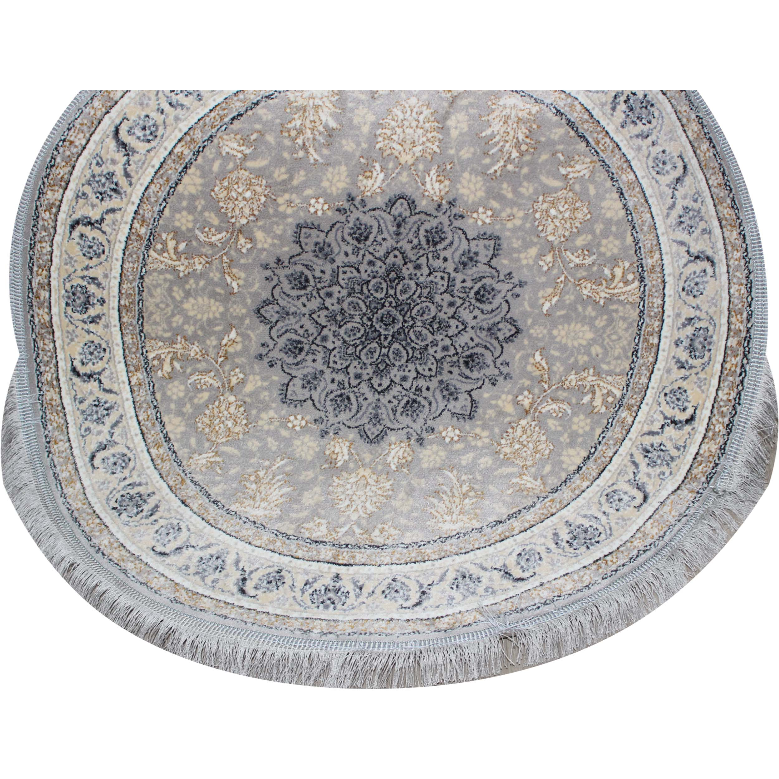 فرش ماشینی مدل گرد طرح شاهکار زمینه فیلی