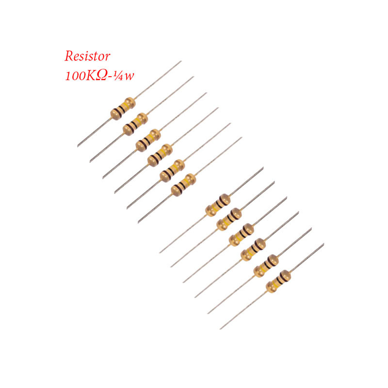 مقاومت 100کیلو اهم 1/4وات کد 100k1/4w بسته 12 عددی مقاومت 100کیلو اهم 1/4وات کد 100k1/4w بسته 12 عددی