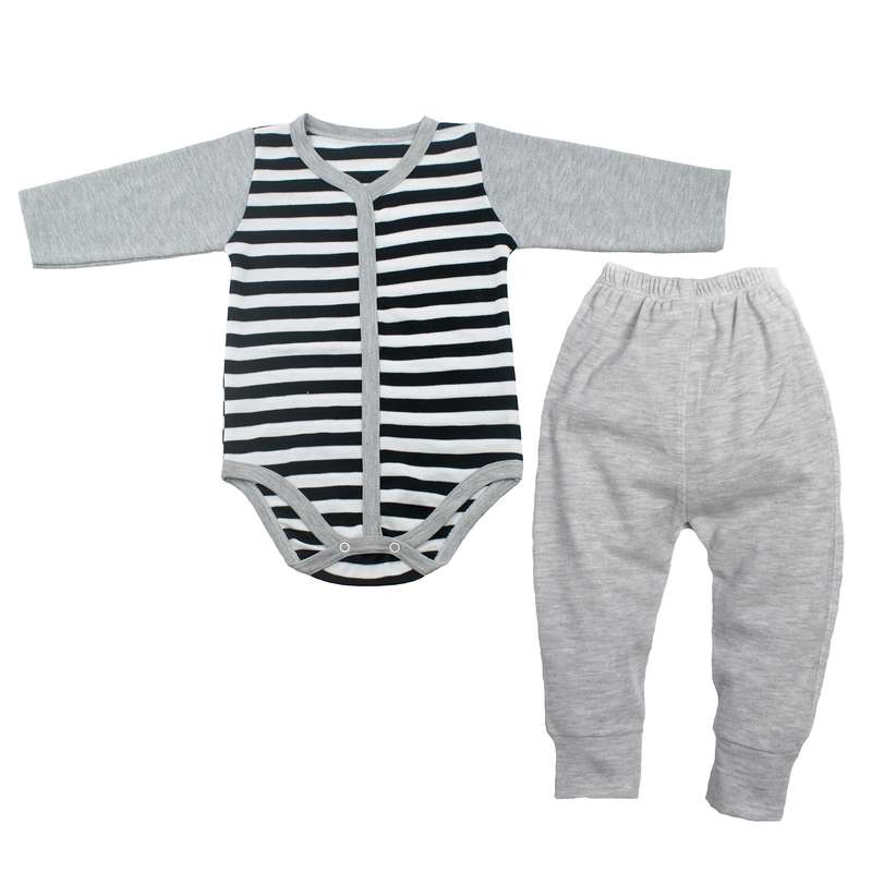 ست بادی آستین بلند و شلوار نوزادی کد 1011