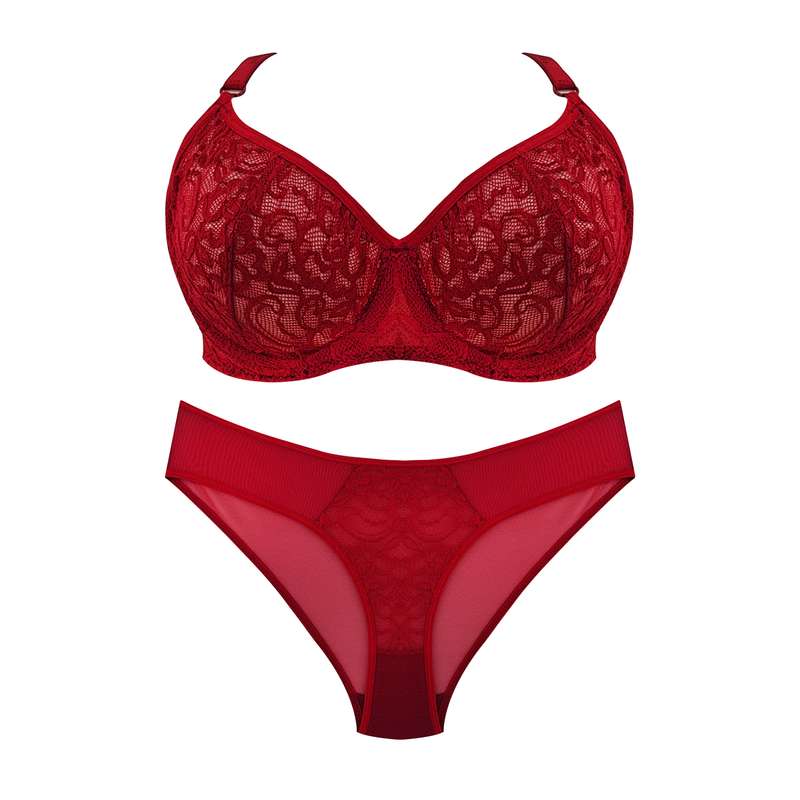 ست شورت و سوتین زنانه مدل دانتل 1003 رنگ زرشکی