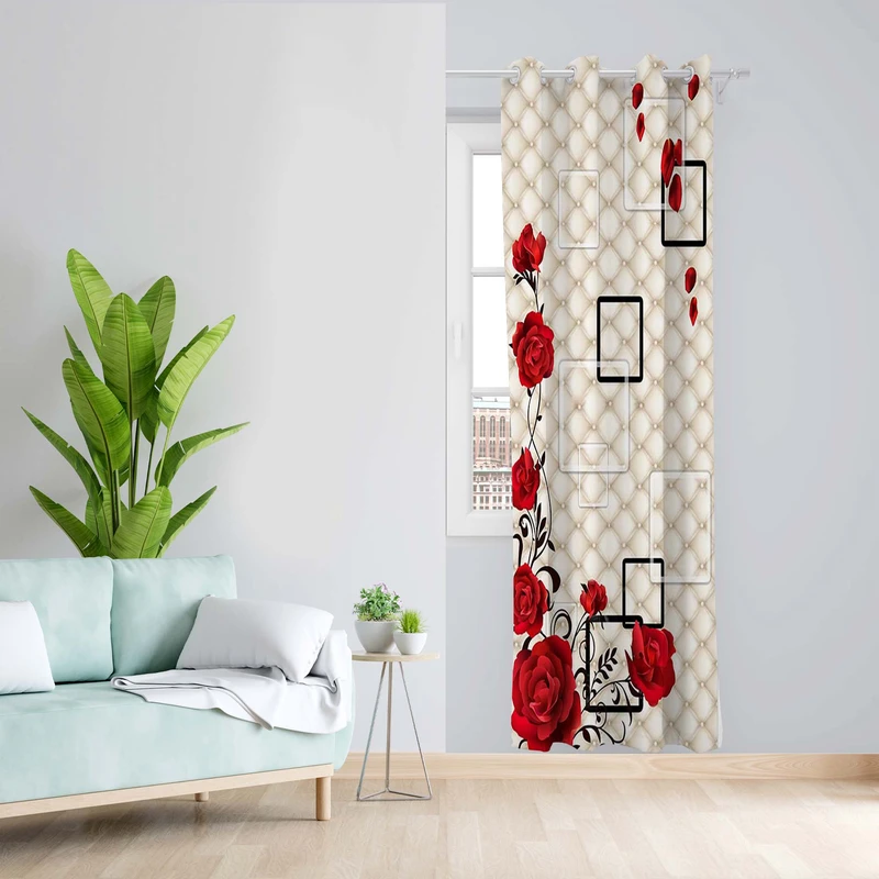 پرده طرح گل مدل مخمل پانچی کد 5375L z سایز 140x200 سانتی متر