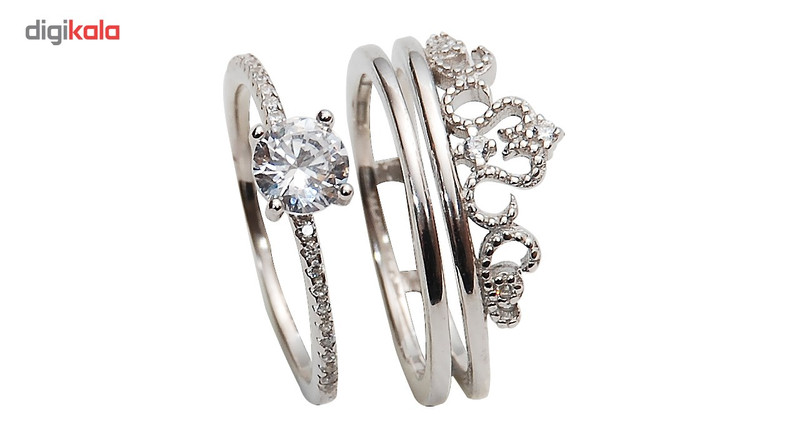 حلقه و پشت حلقه نقره شهر جواهر مدل SJ-SR078