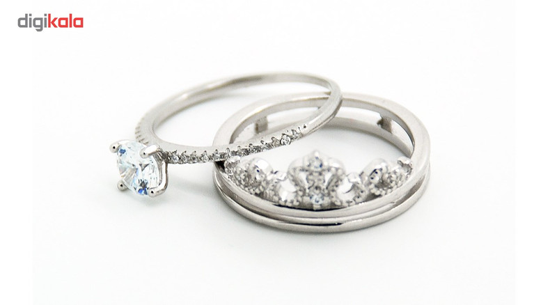 حلقه و پشت حلقه نقره شهر جواهر مدل SJ-SR078