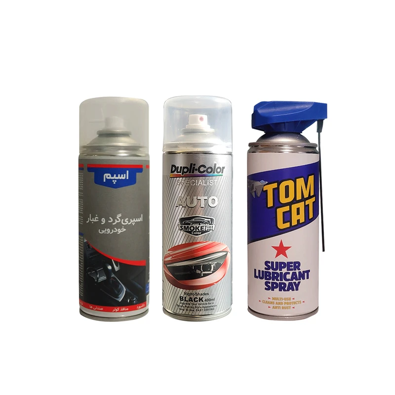 اسپری چراغ دودی و پاک کننده گردوغبار و پاک کننده چندمنظوره خودرو دوپلی کالر مدل dust  حجم 400 میلی لیتر مجموعه 3 عددی