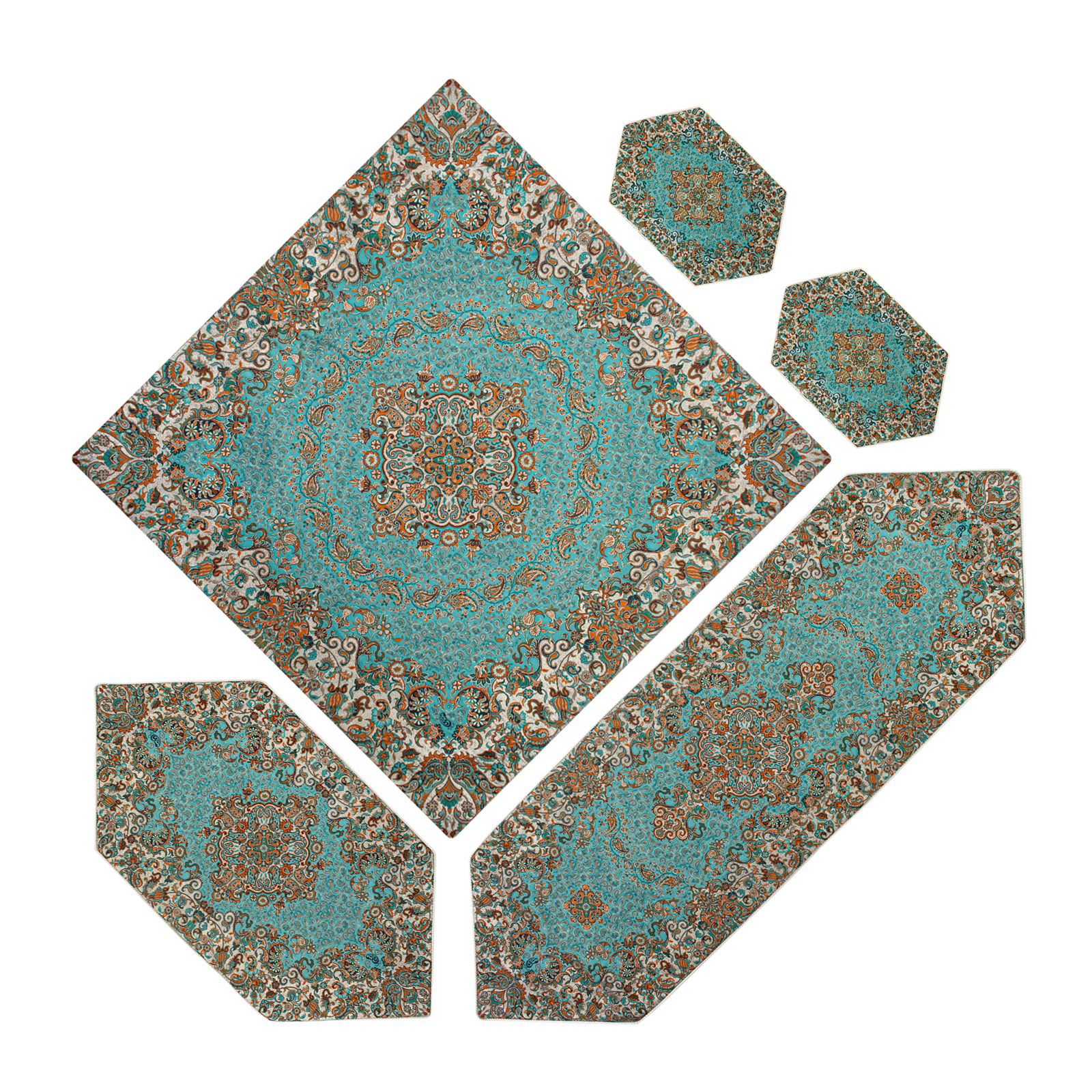 ست 5 تکه رومیزی ترمه مدل گل کد Flowersb-110