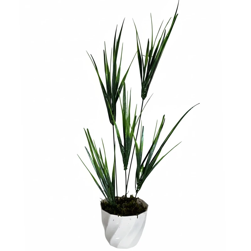 گلدان به همراه گل مصنوعی مدل نخل مرداب 5 شاخه کد 88