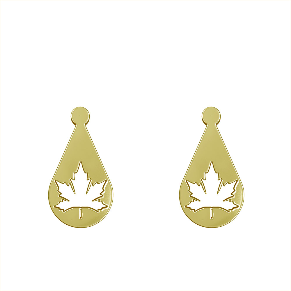 گوشواره طلا 18 عیار زنانه مدوپد مدل برگ کد GA1-11283