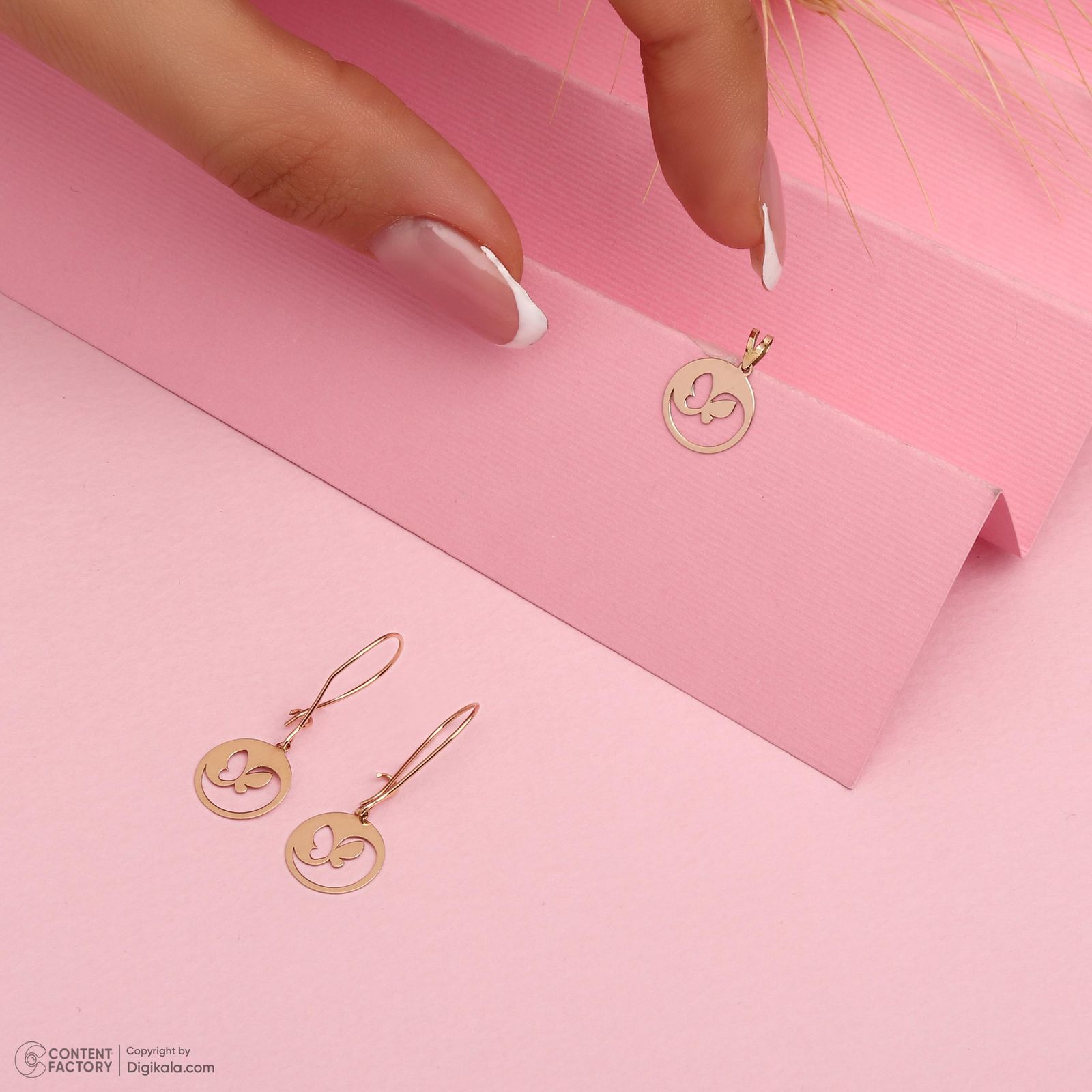 نیم ست طلا 18 عیار زنانه حافا گلد مدل پروانه کد nim22 -  - 4