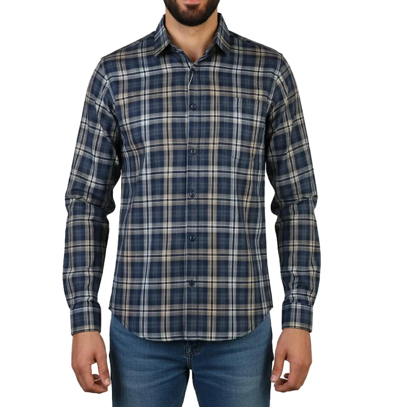 پیراهن آستین بلند یقه برگردان مردانه مدل MDSS-CH7027