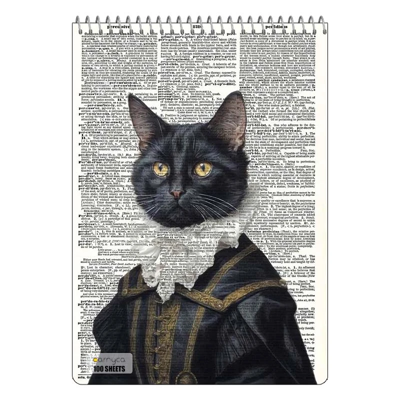 دفتر شطرنجی 100 برگ کارنیکا طرح روزنامه وینتج حیوانات Vintage Newspaper Animals کد 88235