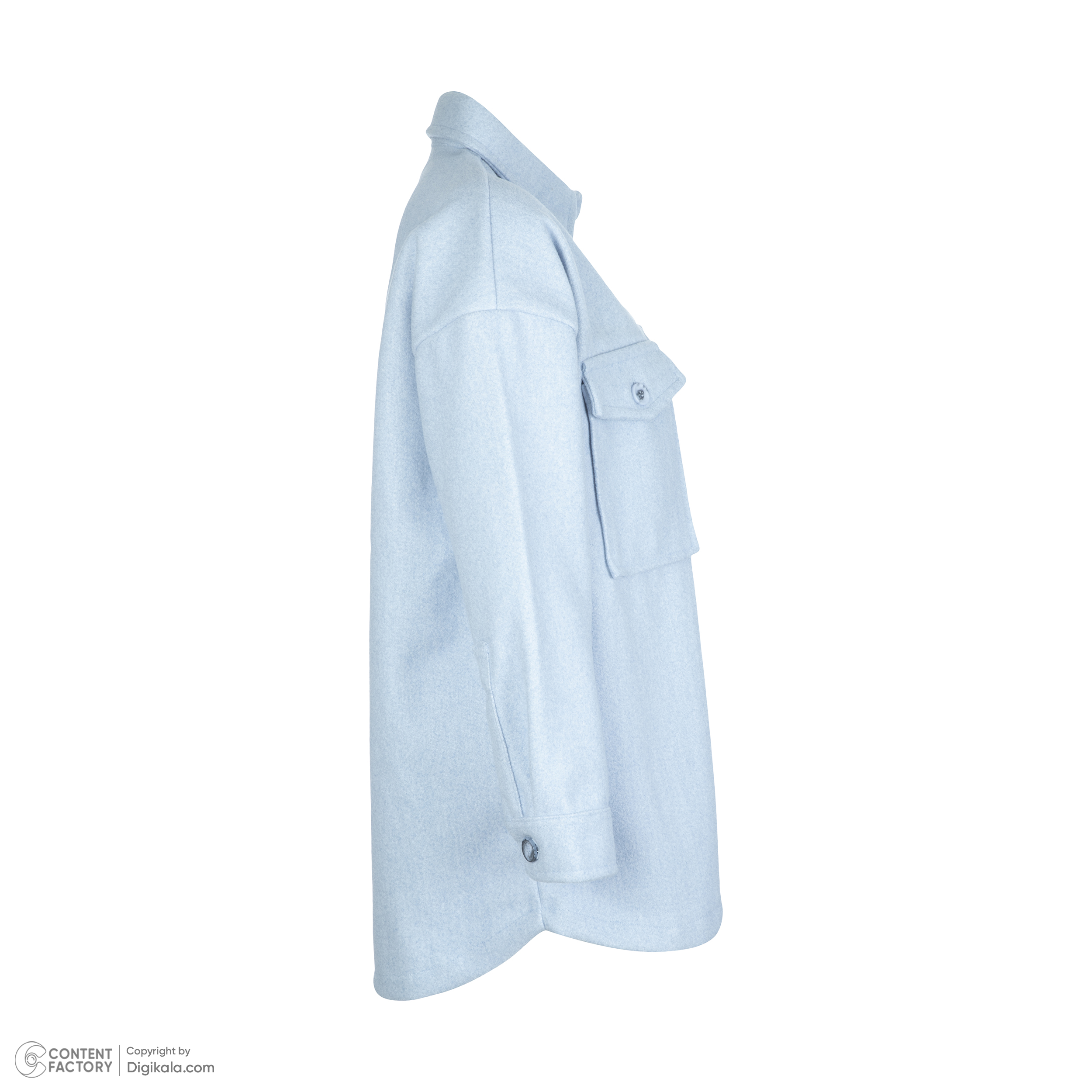 پالتو زنانه ژیار مدل دو جیب رنگ آبی -  - 2