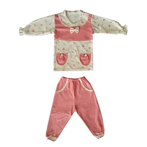 ست تی شرت و شلوار نوزادی مدل گلی دخترانه پاپیون دار