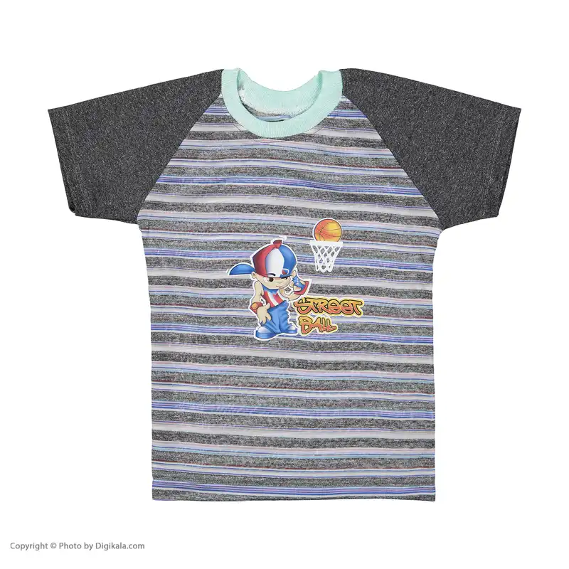 ست تی شرت و شلوارک پسرانه مدل پسر کلاه دار کد 3451