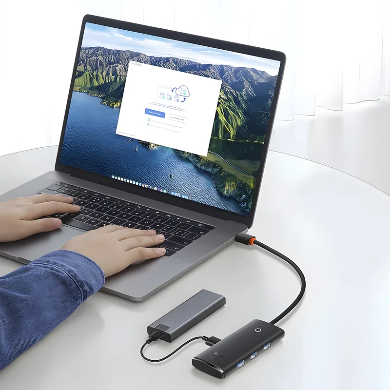 هاب 4 پورت USB 3.0 بیسوس مدل Lite Series WKQX030001 BS-OH012