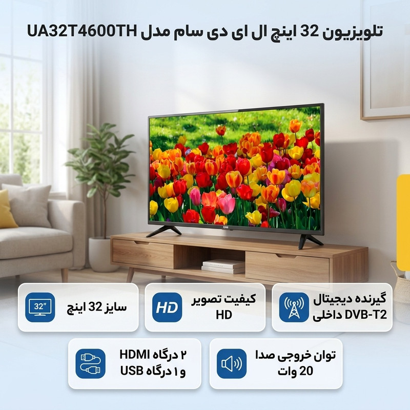تلویزیون 32 اینچ ال ای دی سام مدل UA32T4600TH