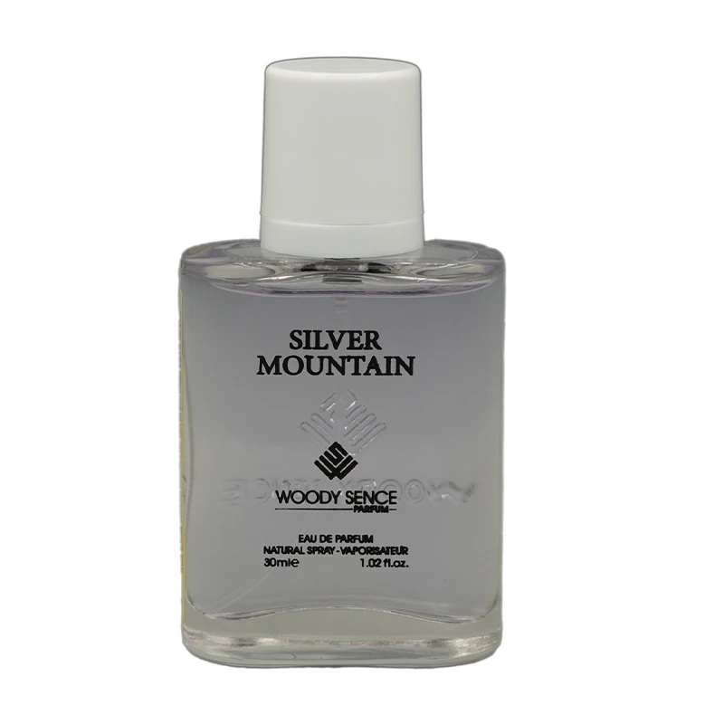 عطر جیبی مردانه وودی سنس مدل silver montian با رایحه خنک حجم 30 میلی‌لیتر