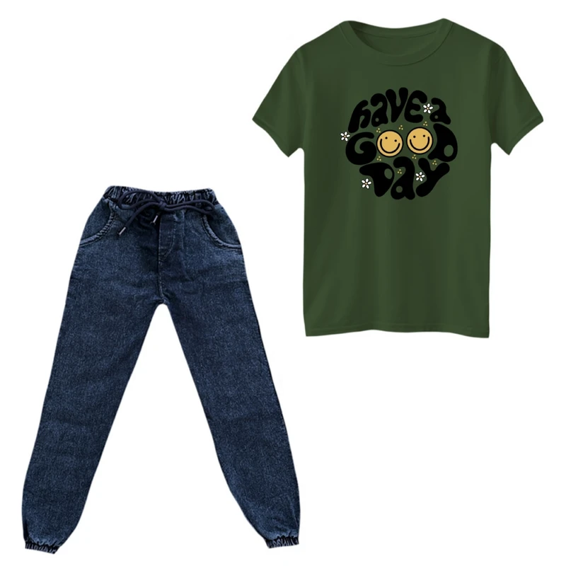 ست تی‌شرت و شلوار پسرانه مدل روز خوبی داشته باش