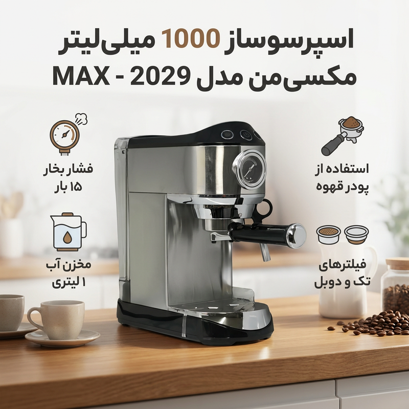 اسپرسو ساز 1000 میلی‌لیتر مکسی من مدل MAX - 2029
