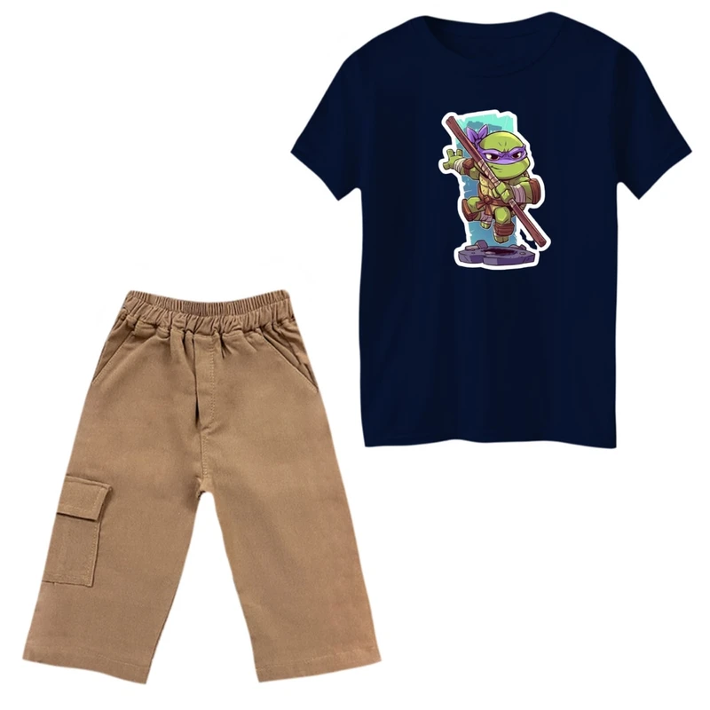 ست تی‌شرت و شلوارک پسرانه مدل لاکپشت های نینجا کد 7