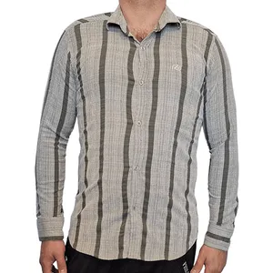 پیراهن آستین بلند یقه برگردان مردانه مدل راه راه