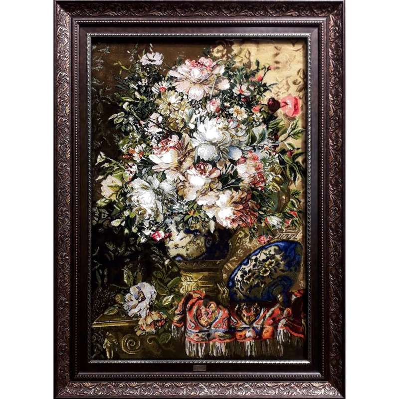 تابلو فرش دستباف مدل گل قندان کد C1002