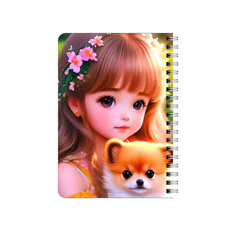 دفترچه یادداشت بامبیلیپ مدل چوبی طرح دختر و تاج گل و هاپو کد 0885419
