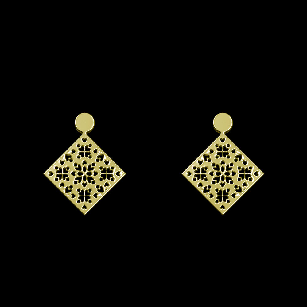 گوشواره طلا 18 عیار زنانه مدوپد مدل هندسی کد GA1-13791