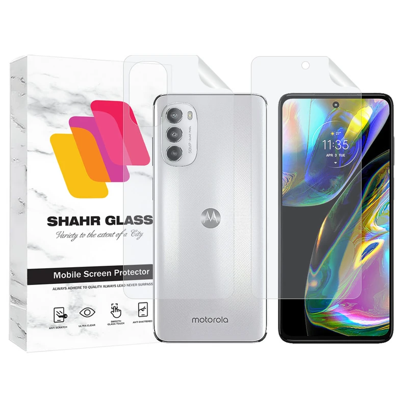 محافظ صفحه نمایش شهر گلس مدل MTNANFBSH مناسب برای گوشی موبایل موتورولا Moto G82 به همراه محافظ پشت گوشی