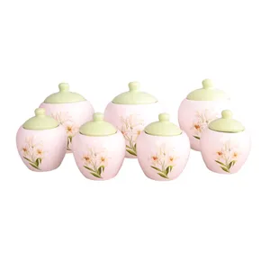 ست جا ادویه 7 پارچه طرح گلدار کد 33