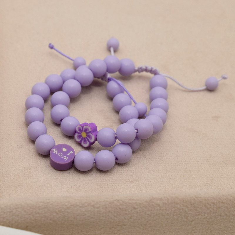 دستبند دخترانه دلنار گالری مدل I Love Mom بسته 2 عددی