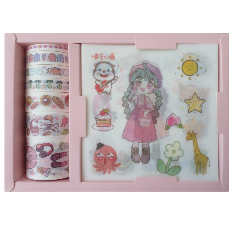 چسب نواری مدل واشی و استیکر مجموعه 17 عددی