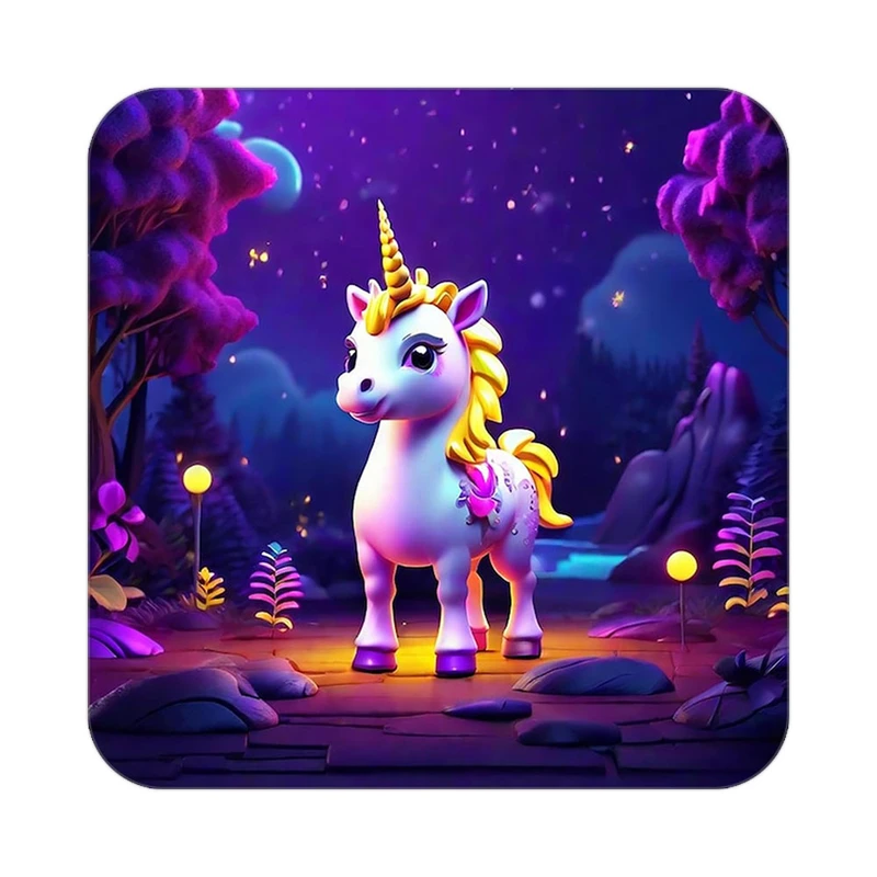 زیر لیوانی کاکتی طرح اسب تک شاخ و یونیکورن مدل mp30690