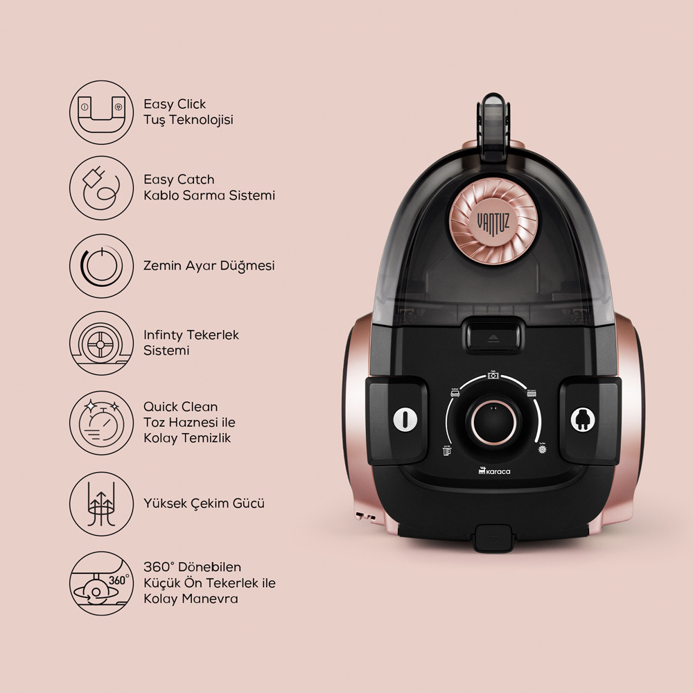 جاروبرقی کاراجا مدل پر قدرت رز گلد 153.03.06.7770