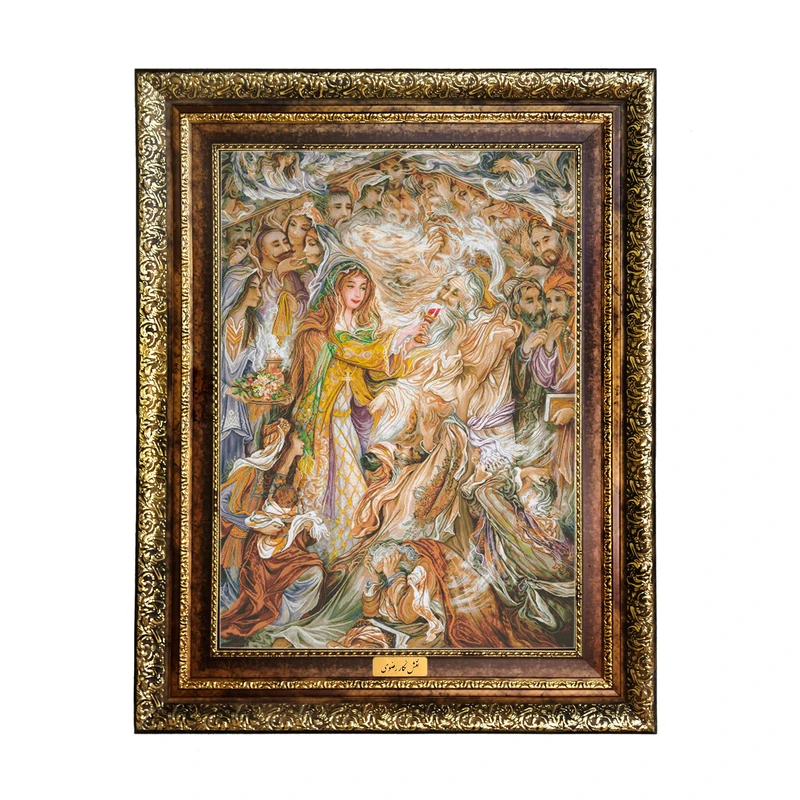 تابلو فرش ماشینی نقش نگار رضوی طرح مینیاتور کد 1535KH