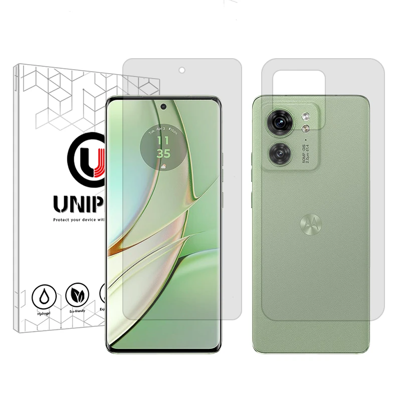 محافظ صفحه نمایش شفاف یونی پرو مدل Explosion Proof مناسب برای گوشی موبایل موتورولا Edge 40 به همراه محافظ پشت گوشی