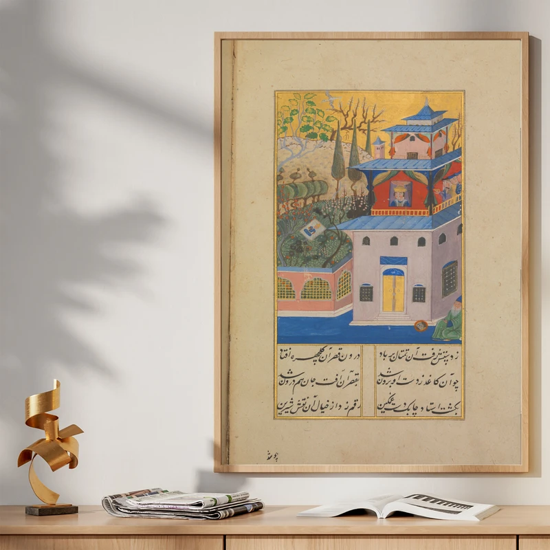 تابلو طرح نگاره سنتی مدل G00981 فریم کرم روشن