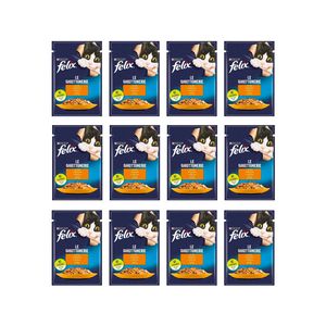 پوچ گربه بالغ فلیکس مدل Felix Cat Pouch با طعم مرغ وزن 85 گرم بسته 12 عددی