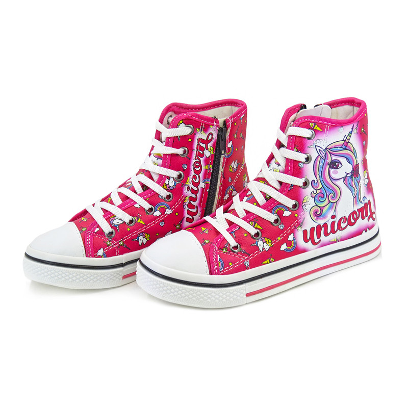 کفش راحتی دخترانه مدل آل استار یونیکورن اسب تکشاخ رنگ سرخابی