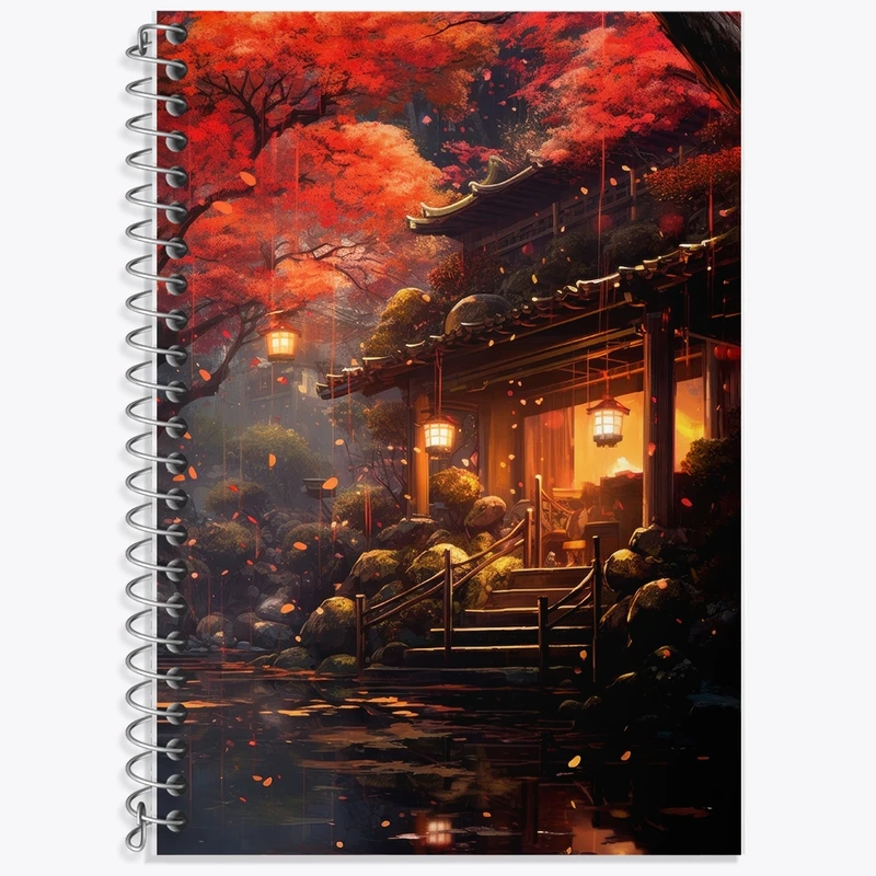 دفتر زبان 50 برگ خندالو مدل سه خط طرح خانه ژاپنی کد F2704