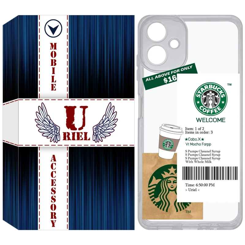 کاور یوریل مدل Clear کد 4 طرح استارباکس مناسب برای گوشی موبایل سامسونگ Galaxy A06