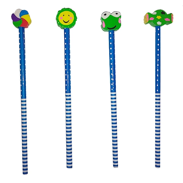 مداد مشکی مدل فانتزی سرمدادی پاک کن دار سته 4 عددی