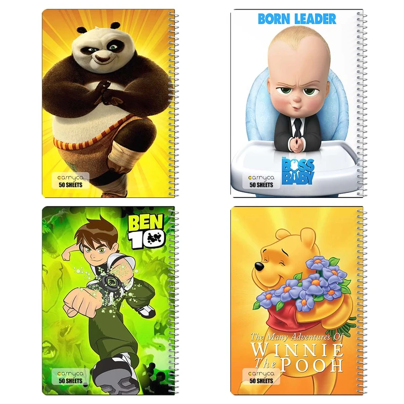 دفتر نقاشي 50 برگ کارنيکا طرح انیمیشن animation کد 28793 مجموعه 4 عددی