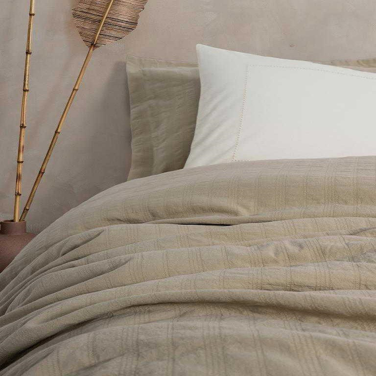 سرویس روتختی دو نفره 6 تکه کاتن باکس مدل Natura Vilo Bej Pike Takimi C.K