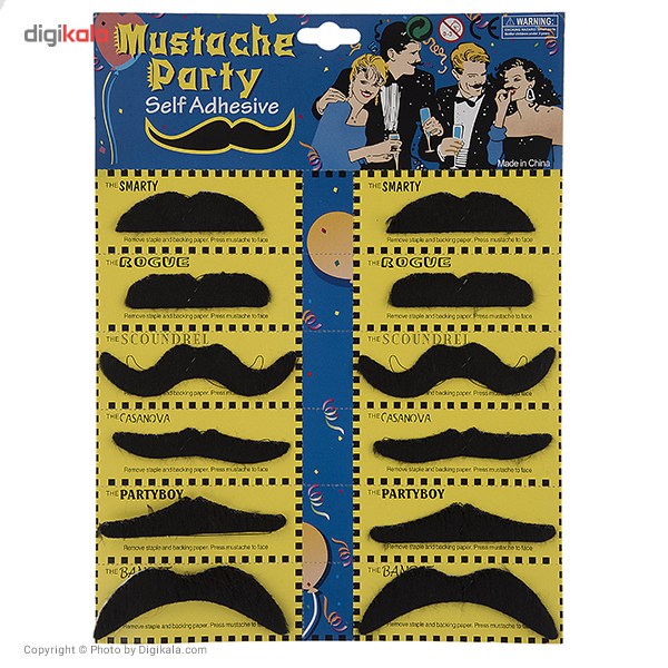 ست سیبیل نمایشی مدل Black Mustache بسته 12 عددی