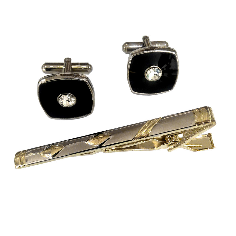 ست دکمه سردست و گیره کراوات مردانه مدل 453