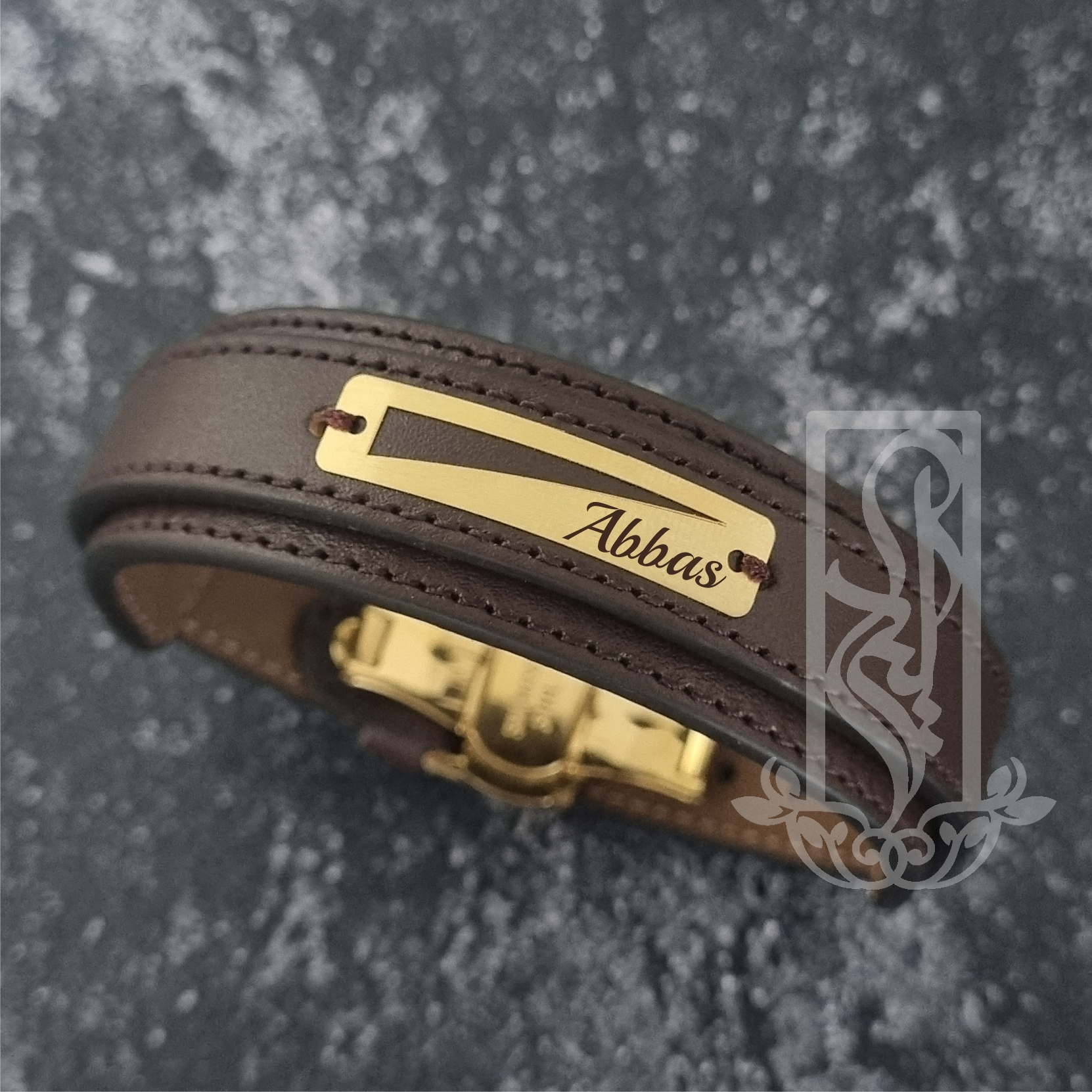 دستبند طلا 18 عیار مردانه لیردا مدل اسم عباس 832