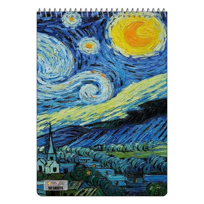 دفتر نقاشی 50 برگ سیمی کارنیکا طرح شب پرستاره فانتزی ون گوگ Fantasy Starry Night Van Gogh کد 17721