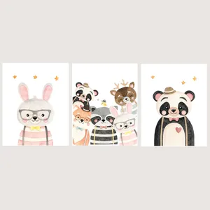پوستر الفاپ مدل کودک طرح Happy Animals کد 124_03 بسته 3 عددی