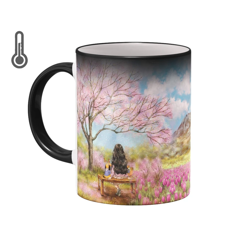 ماگ حرارتی گردو مدل دخترانه فانتزی فصل بهار کد 2165